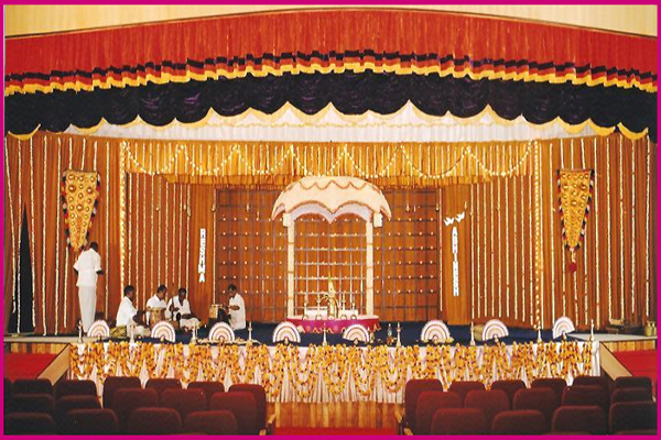 A J Hall facilities: Hindu Wedding stage decor